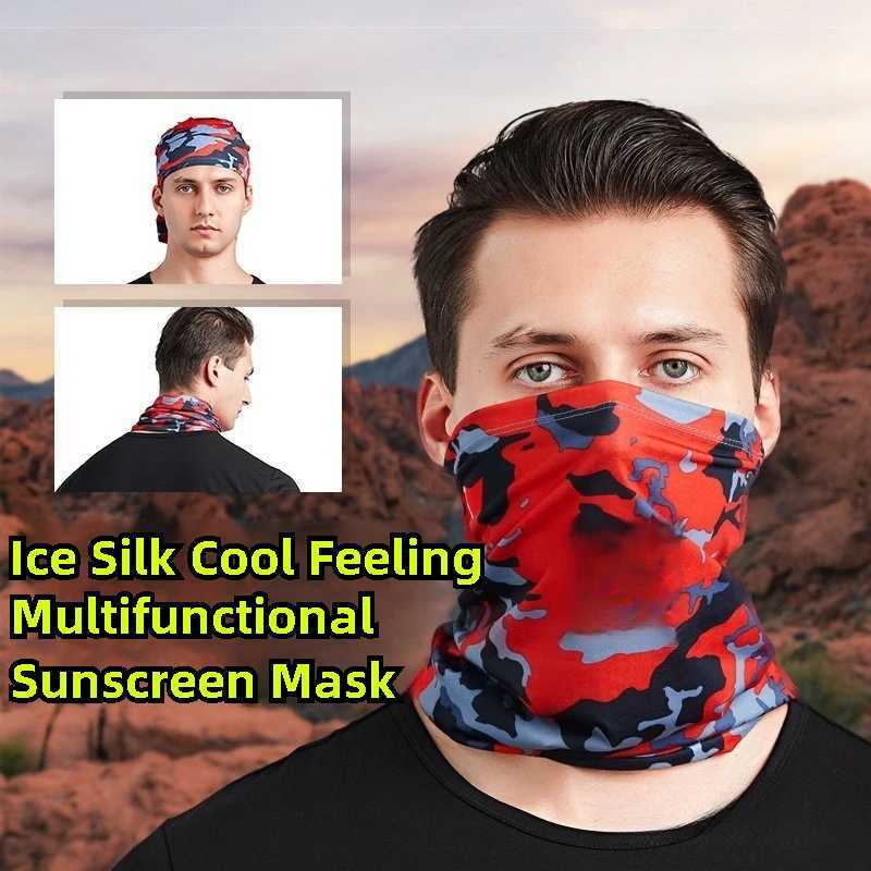 Outdoor Sports Magic Bandana Ice Silk Sun Protection Riding Mask Camping Fishing Tactical Hiking Face Cover Neck Scarf Men Women M260320