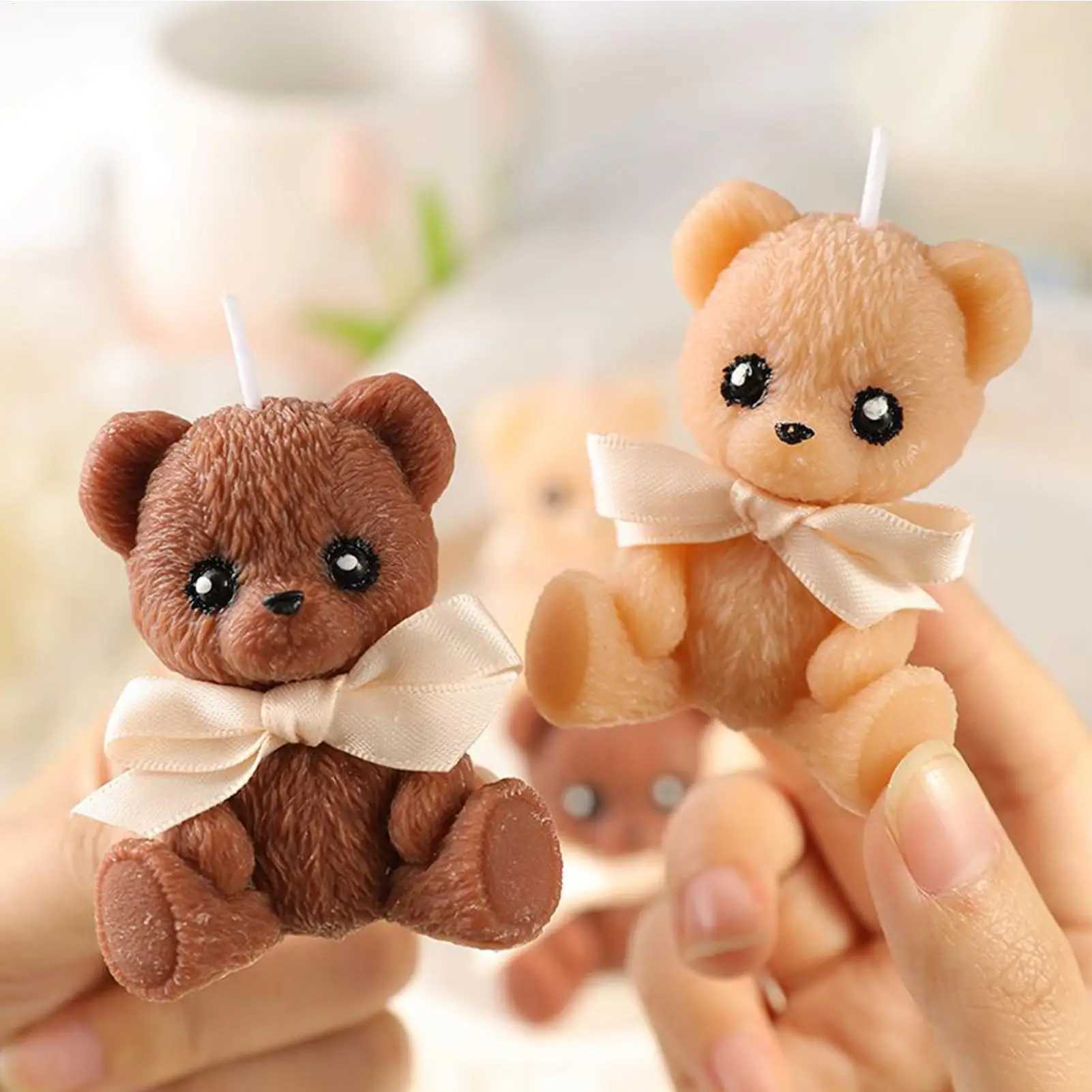 Bear Shaped Candle Scented Aesthetic Cute Decorative Soy Wax Candle for Memorial Desk Decor Living Room Party Favors Gift H260319
