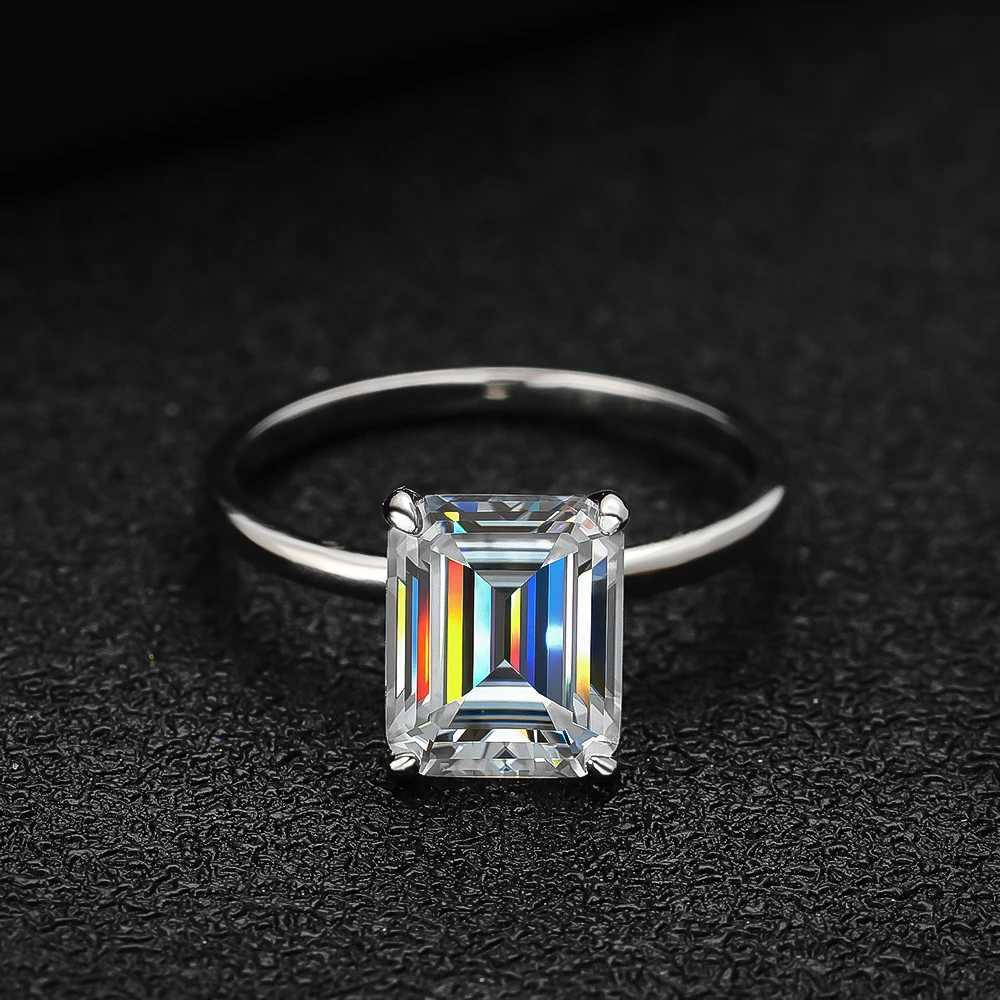 KNOBSPIN 4ct Emerald Moissanite Ring s925 Sterling Sliver Plated 18k White Gold Wedding Band Engagement Rings For Women H260320 - view 5
