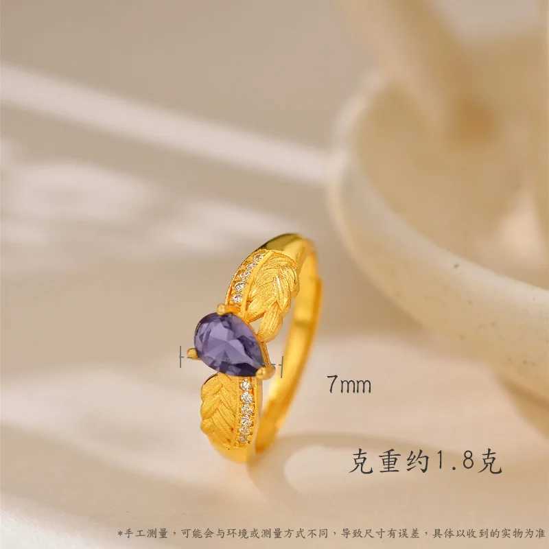 Luxury 24K 9999 Pure Gold real gold Womens Diamond-encrusted Ocean Blue Ring H260320 - view 7