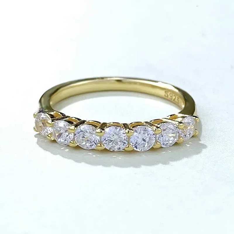18K Gold Eternity Lab Diamond Ring Real 925 Sterling Silver Party Wedding Band Rings for Women Bridal Engagement Jewelry H260320 - view 3