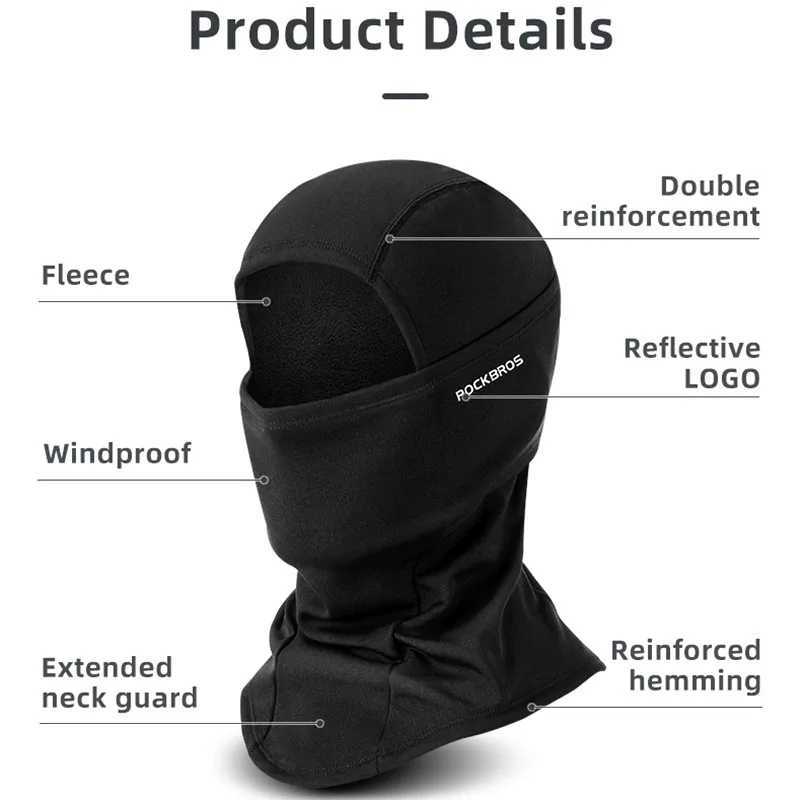 ROCKBROS Full Face Mask Warm Winter Scarf Balaclava Helmet Liner Fishing Skiing Hiking Bike Mask Windproof Breathable gear M260320