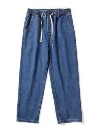 Trendy Mens American High Street Faded Jeans Summer Thin Loose Fit Casual Long Pants D260320