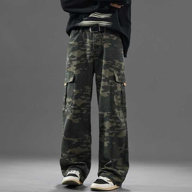 Men Spring Summer American Style High Street Camouflage Cargo Pants Male Vintage Wide Leg Versatile Straight Leg Denim Trousers D260320