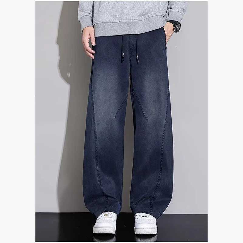 Men Spring Autumn Loose Straight Leg Wide Leg Jeans Daily Casual High Quality Male Denim Pants Fashion Versatile Blue Trousers D260320