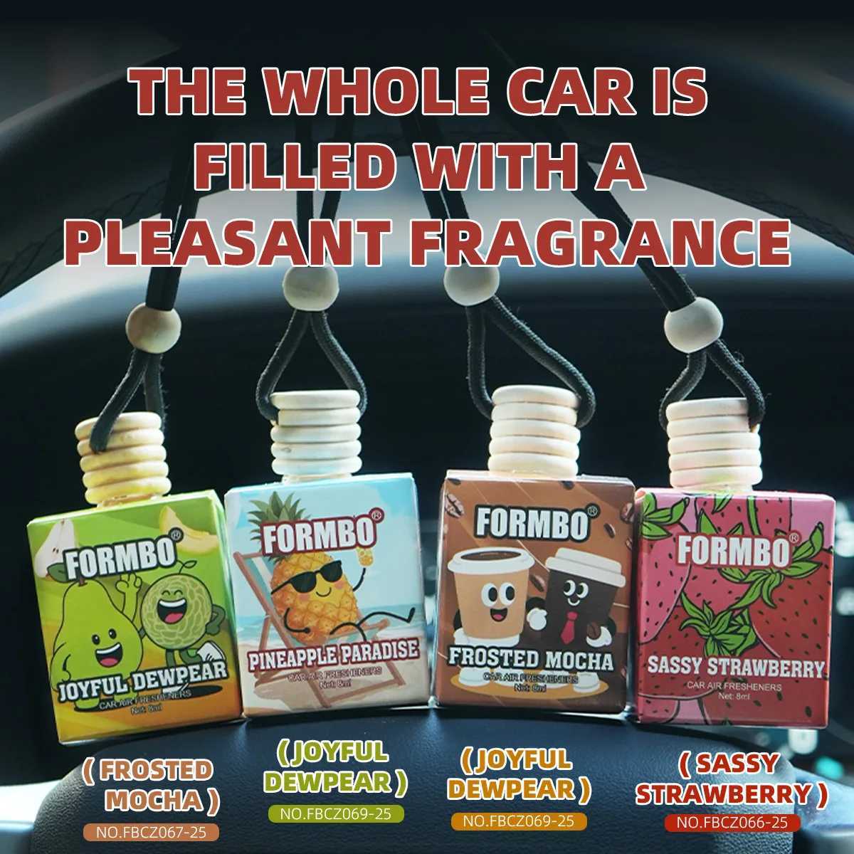 8ml Formbo Perfume Bottle Fruity Aromatherapy Car Freshener Line Aromatherapy Hanging Clip Air Freshening Odor Removal Function H260319