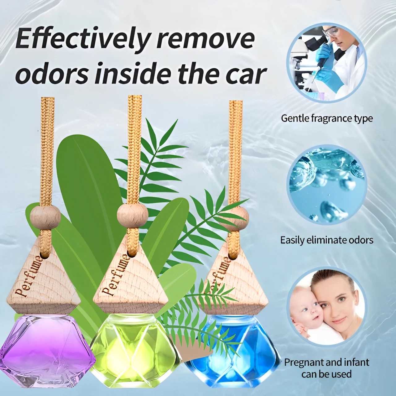 Auto Aromatherapy Fragrance Pendent Bottle Perfume Diffuser Automotive Decoration Car Hanging Glass Bottle Decorations Perfume H260319