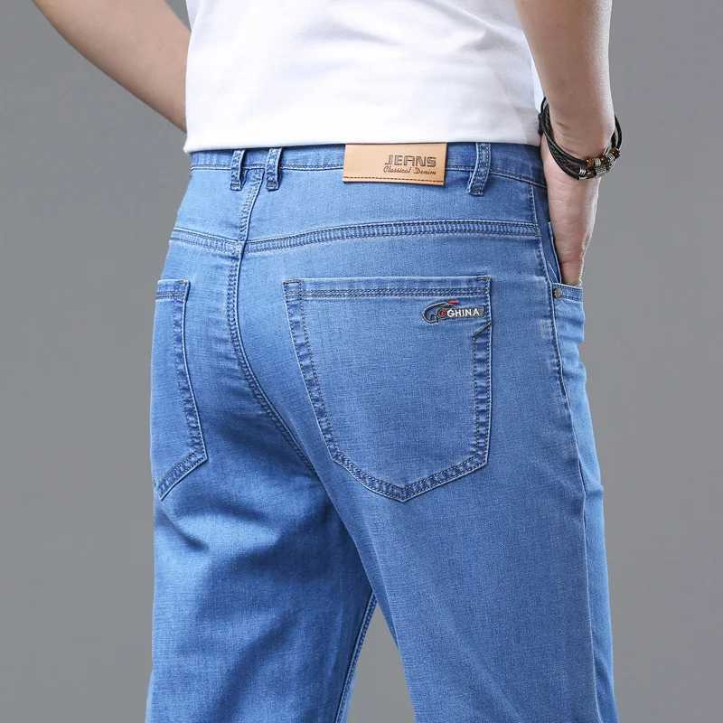 2025 Spring Summer Thin Classic Mens Business Jeans Stretch Trousers Casual Straight Denim Pants Brand Male Clothing 28-40 D260320