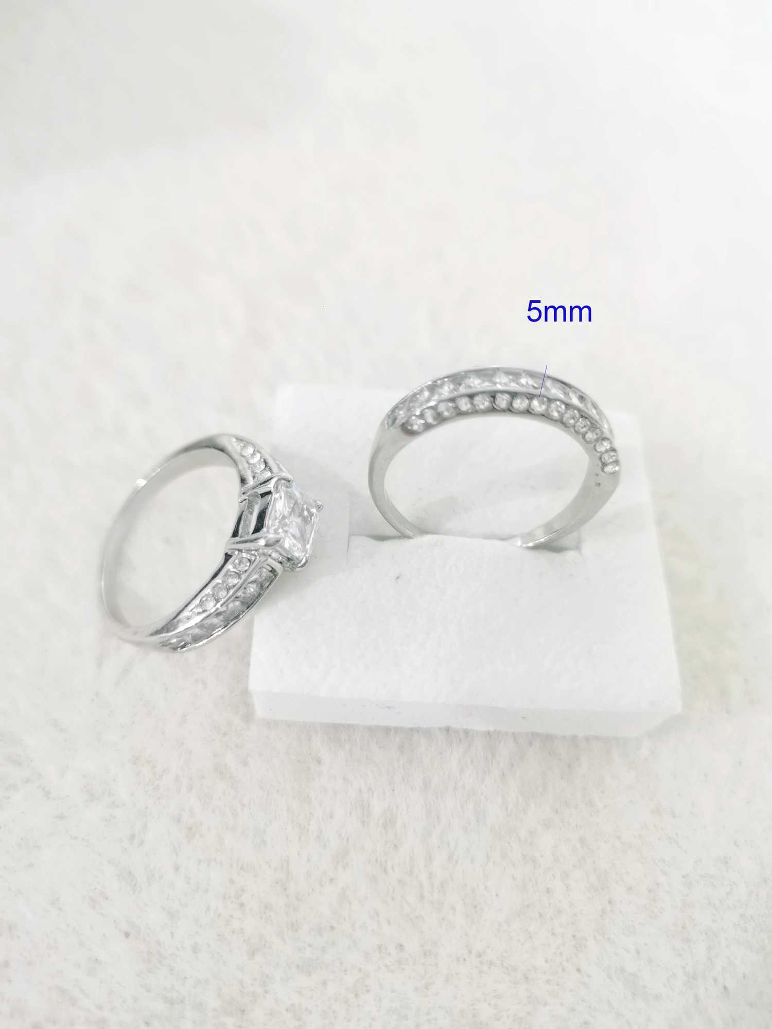 2pcs/set Alliance Engagement Wedding Rings For Women Jewelry Finger Rings Party Gifts Wedding Gifts Birthday Gifts H260320 - view 4