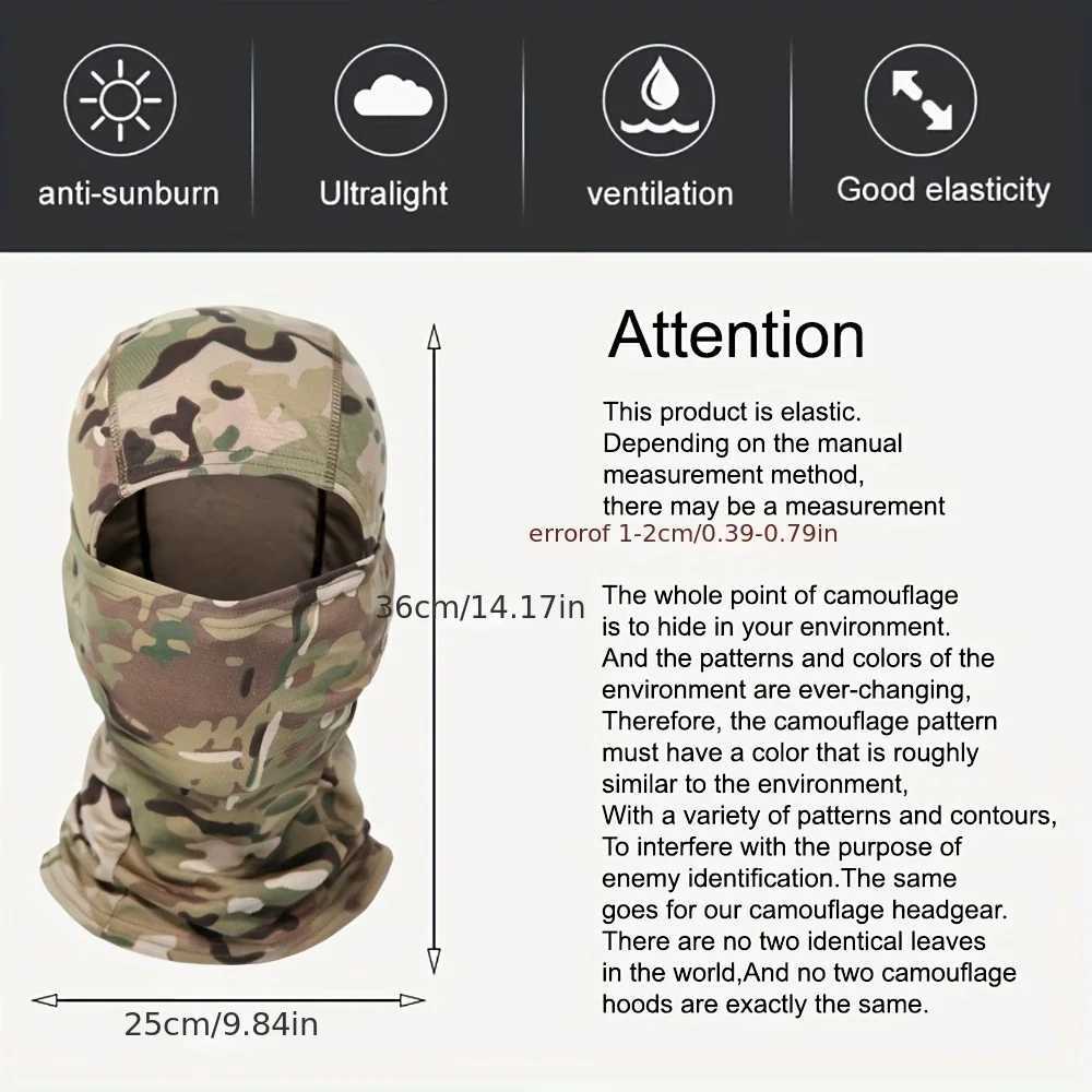 Tactical Windproof Balaclava for Bicycle Riding Full Cover Outdoor Hunting Hiking Warm Shield Ski Scarf M260320