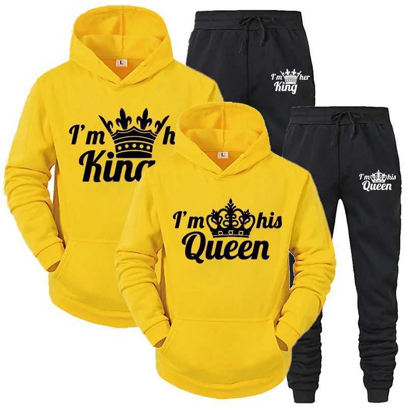 Lover TraCKsuit Hoodies QUEEN KING Couple Sweatshirt Plus Size Hooded CloTHes Hoodies Women Two Piece Set M260320