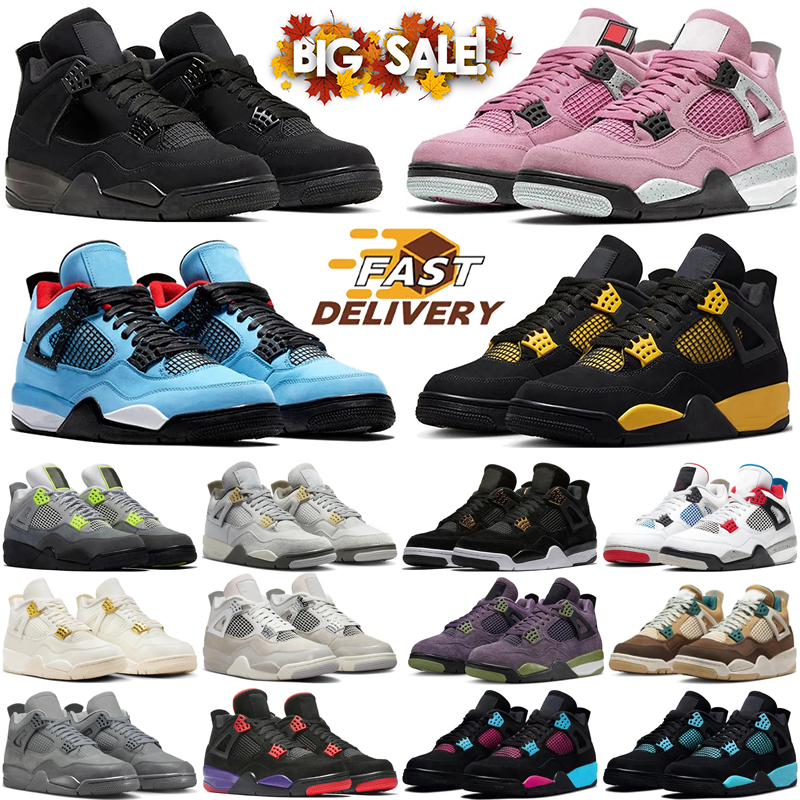 Free shipping 4 basketball shoes 4s designer sneakers for trainers Military black cat Red Thunder Bred White Oreo mens jumps man Size 36-47