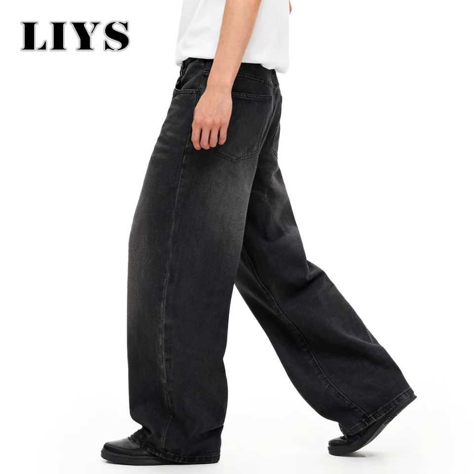 Four Season Mens Jeans Korean Version Student Casual Pant American Retro Gray Black Loose Wide Leg Jean Baggy Mens Denim Pants D260320