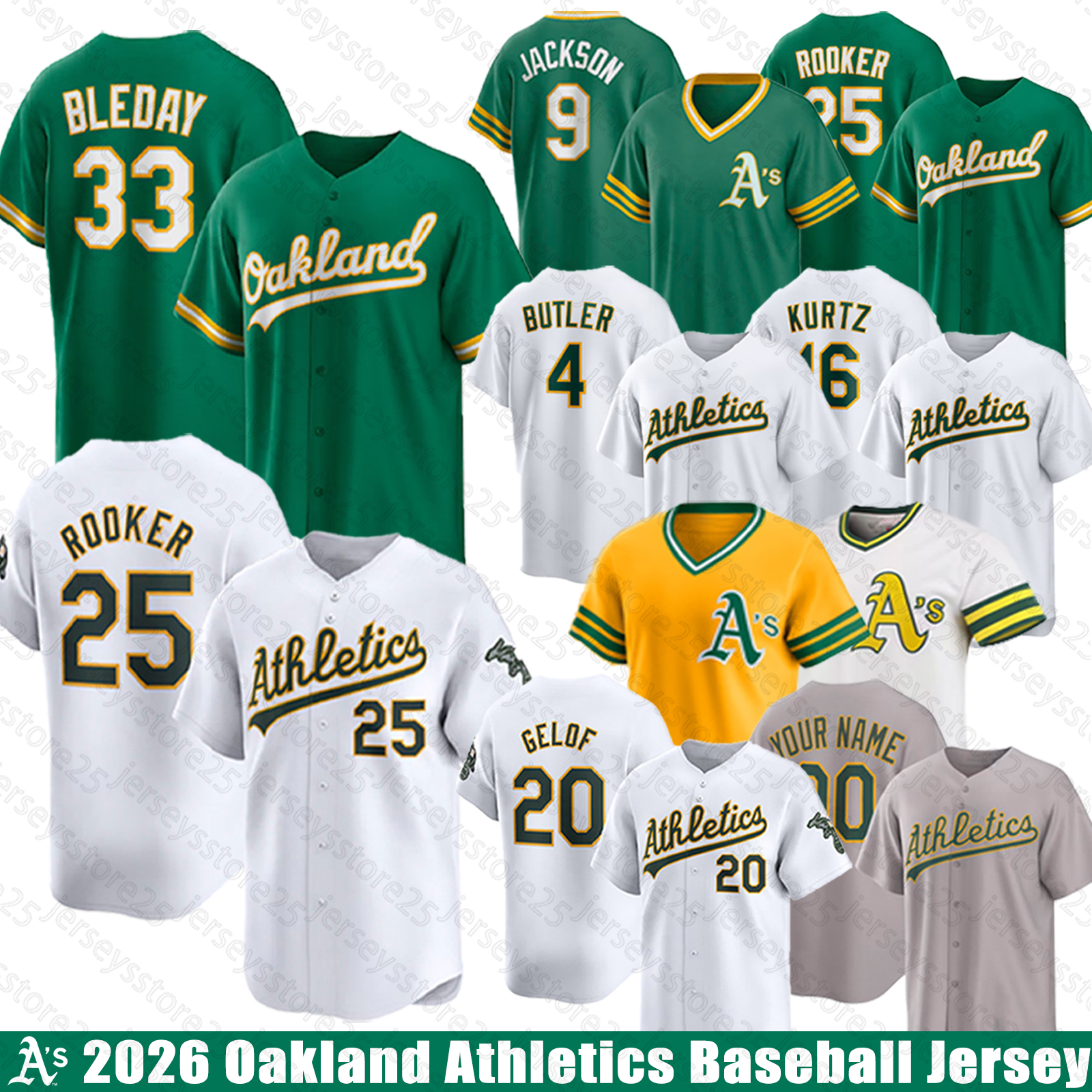 Nick Kurtz Athletics Baseball Jersey 2026 Rickey Henderson Jacob Wilson Brent Rooker Tyler Soderstrom Lawrence Butler Shea Langeliers OaklandJerseys