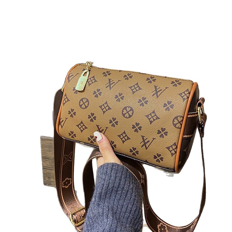 luxury design bag 2026 New Women's Letter Print Cylinder Bag, Fashion Trendy Crossbody Shoulder Purse, Stylish Round Barrel Handbag