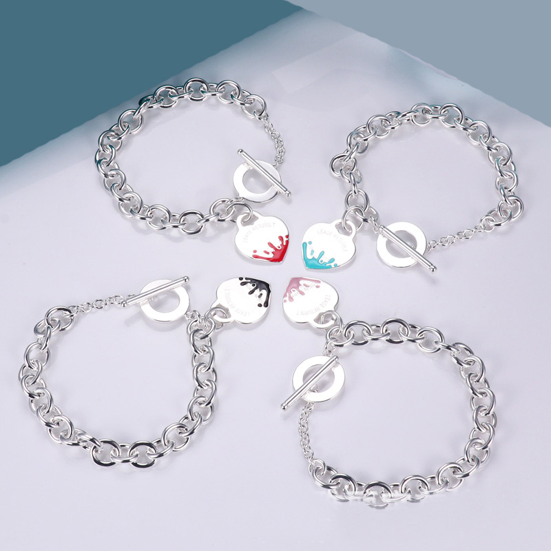 Classic designer bracelet, enamel bracelet-O bracelet, heart bracelet, chunky chain bracelet, fashionable, birthday party gift, wedding jewelry