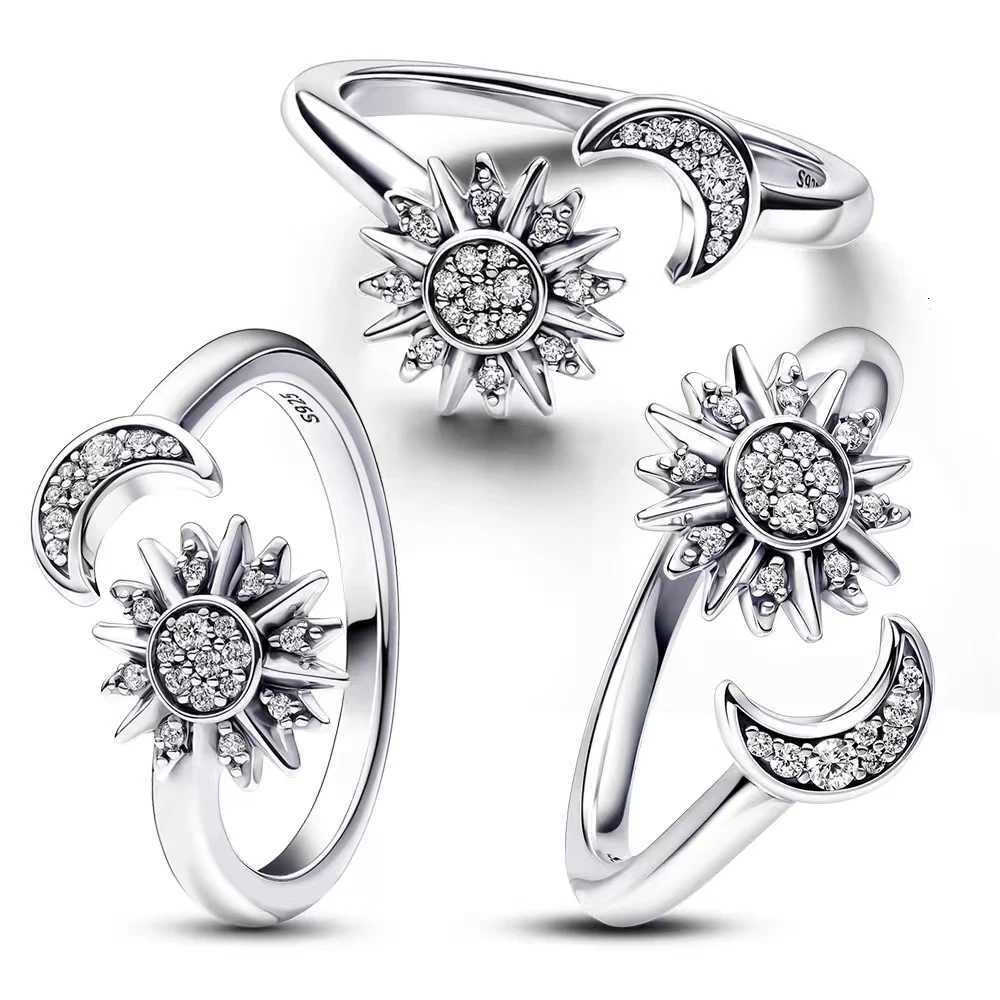 Hot Sale 925 Sterling Silver Women Finger Rings for Women Silver Love Heart Rhomboid Moon Star Luxury Jewelry Trinkets H260320 - view 7