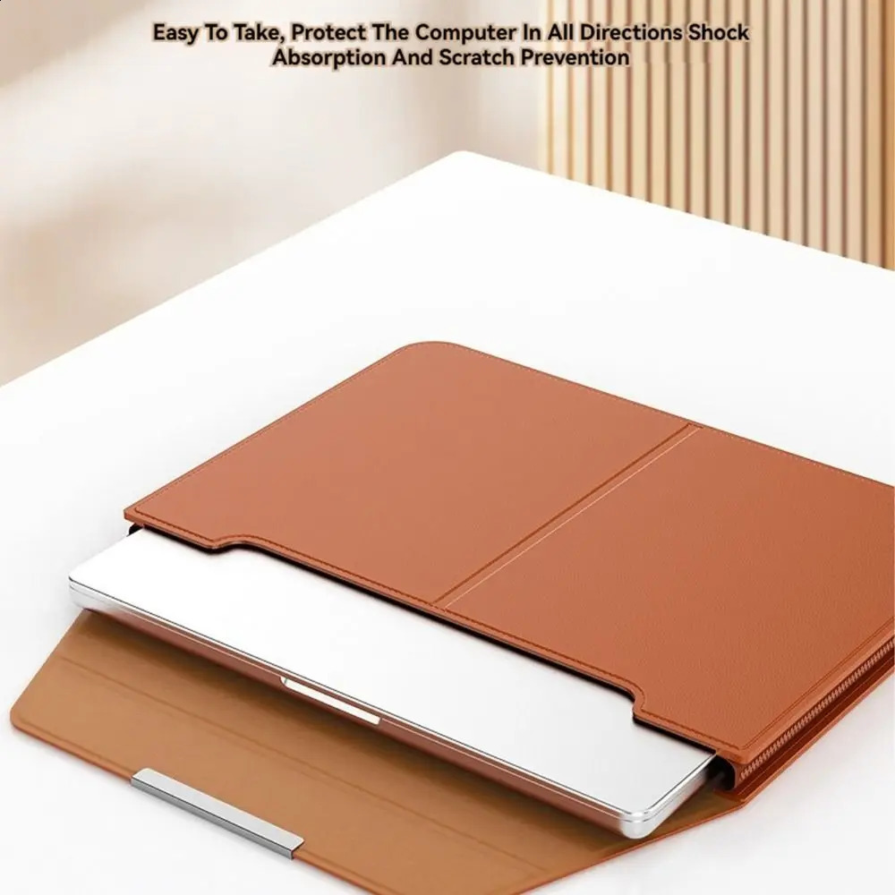 13-14/15-16 Inch Laptop Sleeve Holder Automatic Closing Multifunction Carrying Pouch with Stand Leather for Macbook Air 260317 - view 4