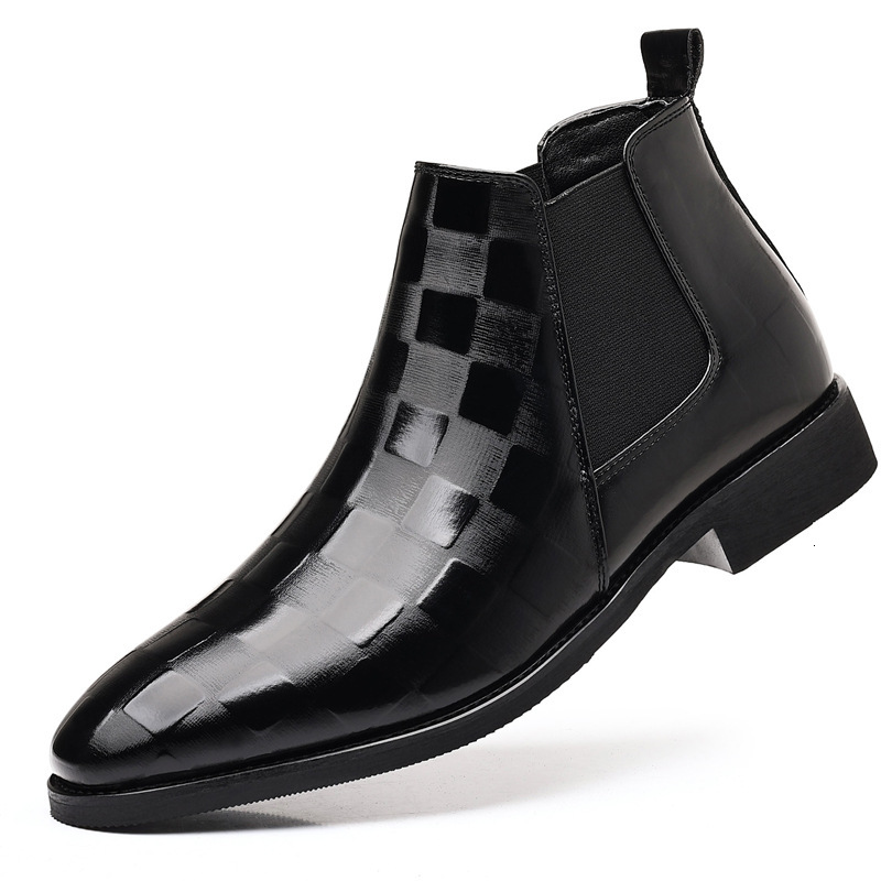 Designer Men's Shoes Chelsea Boots British Style Fashion Pointed Retro Casual High Top Leather Shoes Trendy