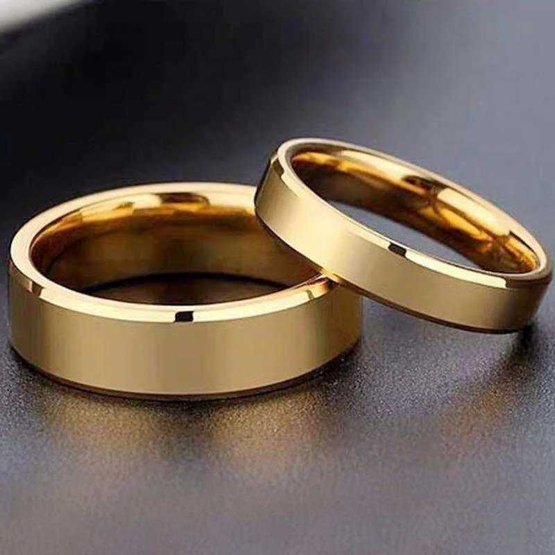 Smooth Stainless Steel Couple Rings Gold Simple 4MM 6MM Women Men Lovers Wedding Jewelry Engagement Halloween Christmas Gifts H260320 - view 4