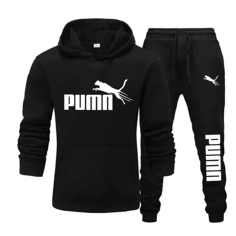 2025 New Autumn and Winter Mens Pullover Hoodie and Pants Two-Piece Set Fashionable Trendy Fitness Casual Sportswear M260320