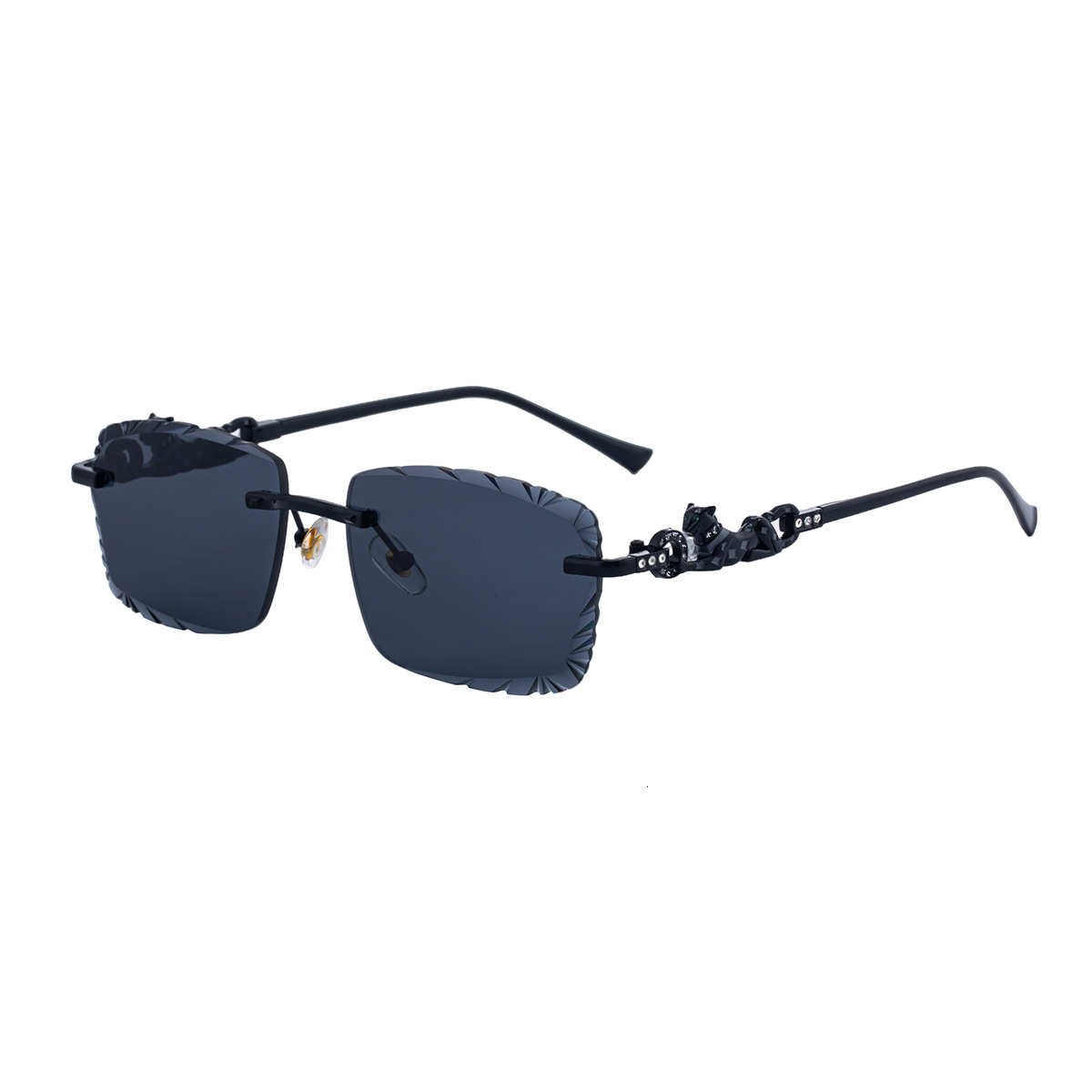Luxury Brand Designer Jewelry 2026 New European And American Fashion Square Frameless Sunglasses For Men Leopard Trend Diamond Cut Edge With Rhineston
