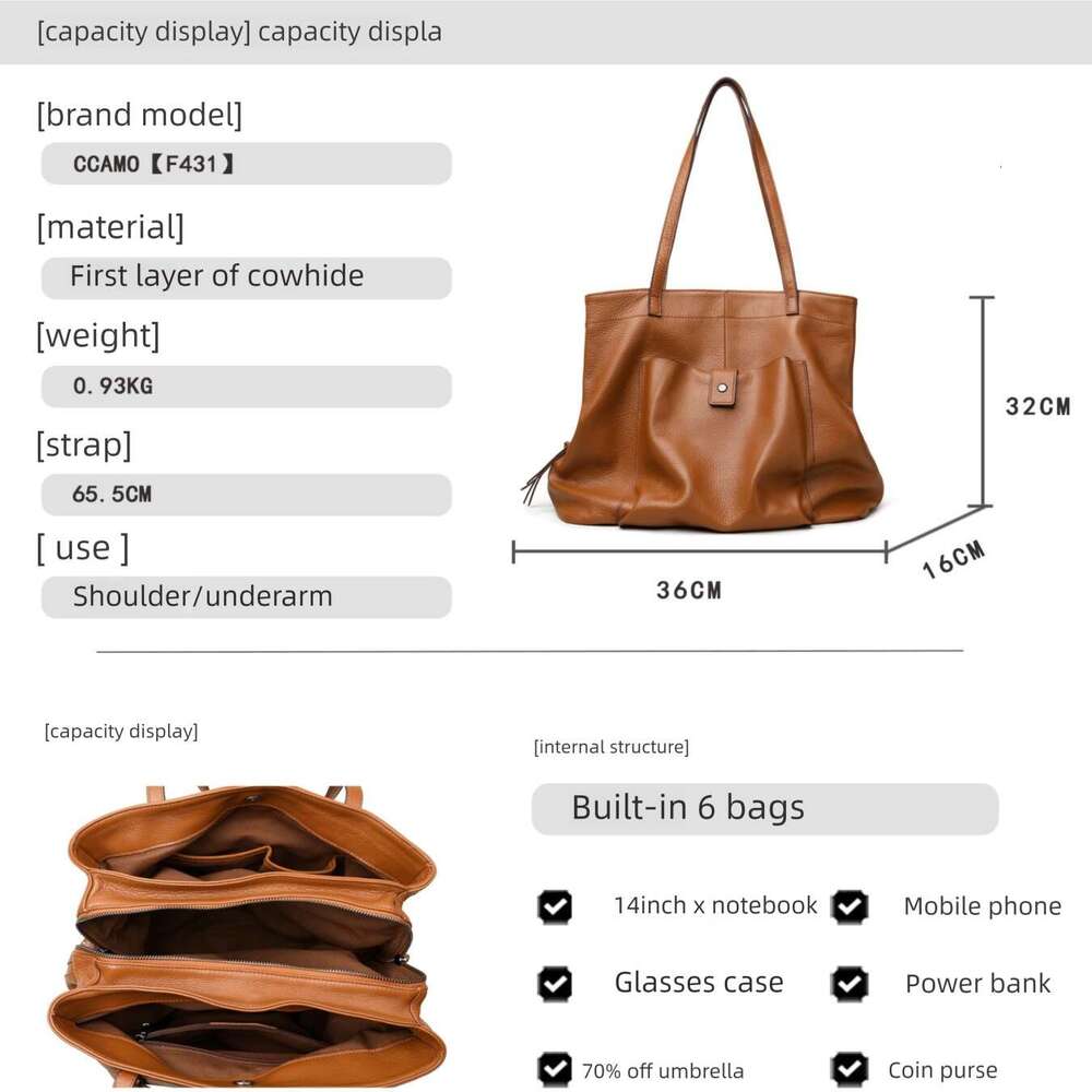 New High-End Genuine Leather Underarm Bag for Women, Large Capacity Luxury Hobo Tote Shoulder Bag, Fashion Ladies Handbag for Autumn and Winter SENYY