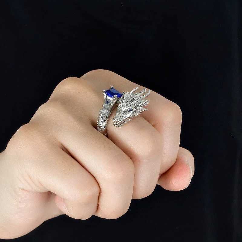 Huitan Novel Dragon Design Opening Rings Delicate Aesthetic Bright Finger Accessories for Women Opulent Chic Jewelry for Party H260320 - view 5
