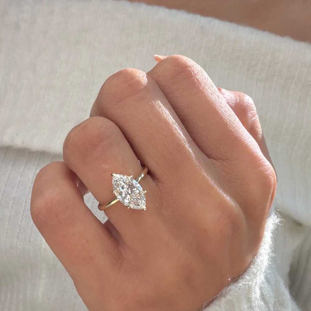 1/2/3Carat Marquise Cut Moissanite Engagement Rings with Certificate S925 Silver Solitaire Diamond Ring Wedding Band for Women H260320 - view 6