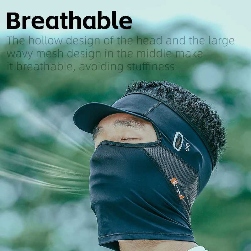 WEST BIKING Summer Cycling gear UV400 Ice Silk Sunscreen Mask With Brim Breathable Quick Dry Motorcycle Scooter Bike Mask M260320