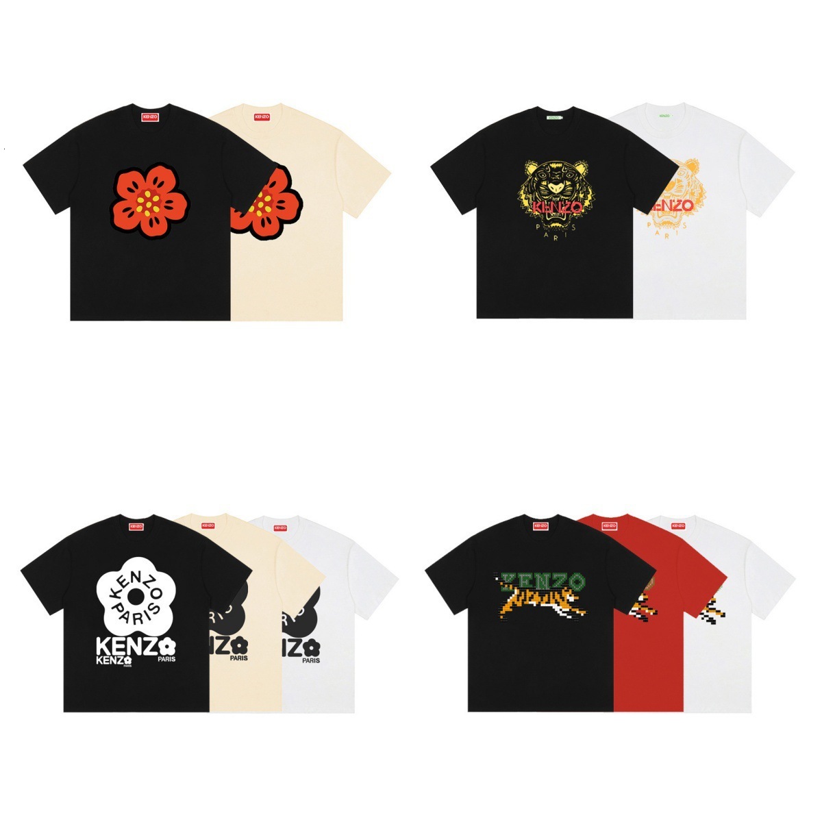 Designer Kenzohoodiely Kenzoisms t Shirt New Trendy Patchwork Short-sleeve T-shirt For Men And American Style Personalized Round-neck Half-sleeve Top Collection