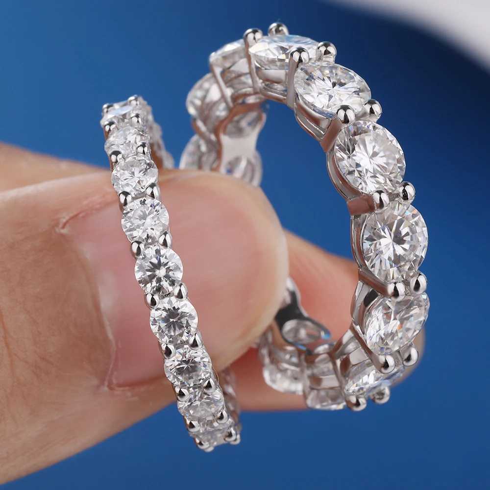 5mm D Color Moissanite Row Ring 925 Sterling Silver Diamond Wedding Band Rings For Women Certified Fine Jewelry Gift Houtros H260320 - view 5