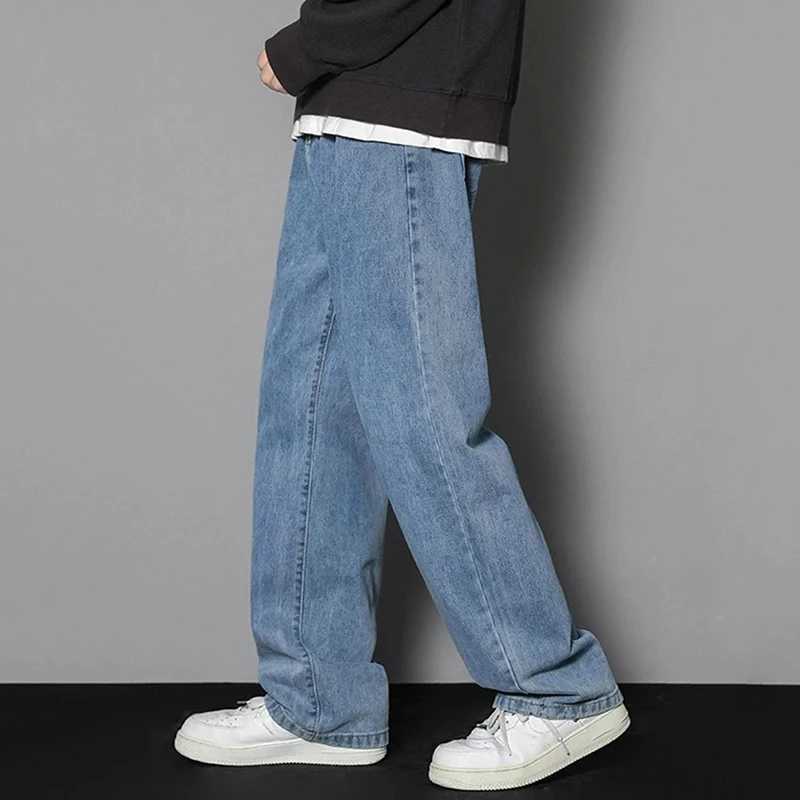 Men Simple Straight Leg Casual Jeans Male Baggy Korean Streetwear Denim Pants Basic Youth Popular Daily Wide Leg Denim Trousers D260320