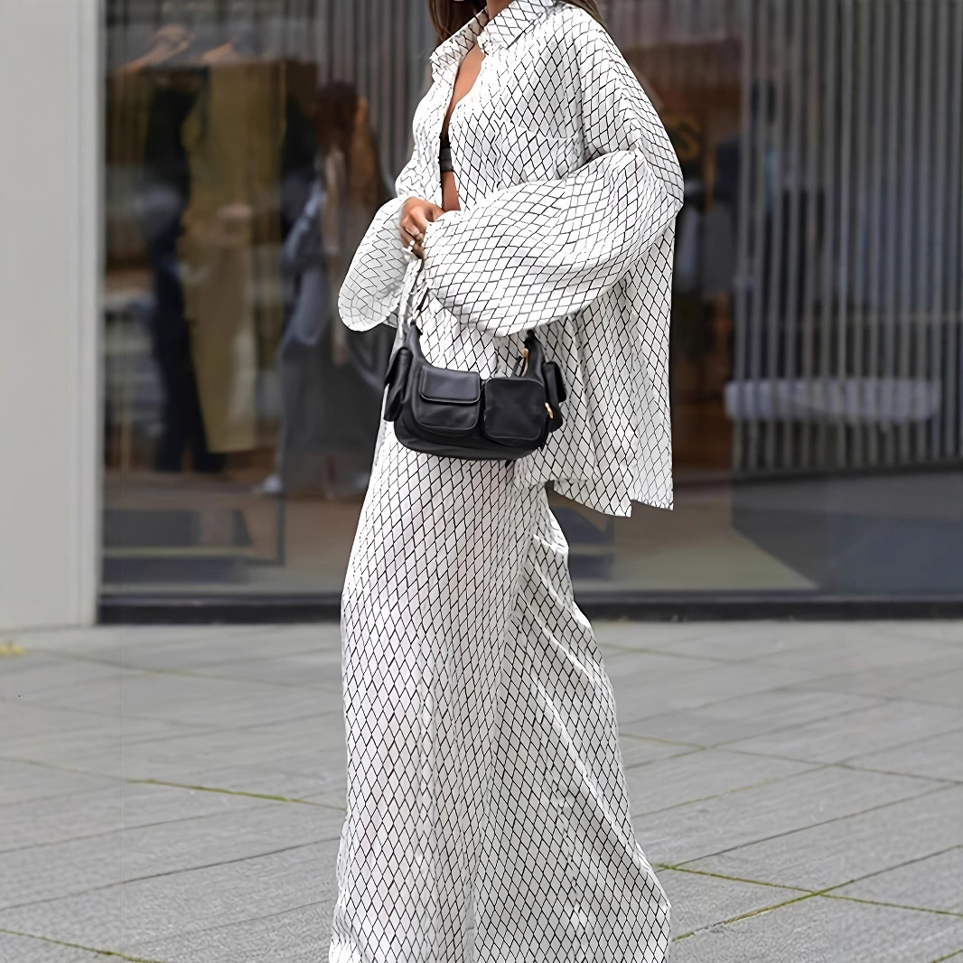 Luxury Brand Designer Clothes Fashion Printed Loose Comfortable European And American Long Sleeve Long Pants Summer Thin Women's Set - view 4