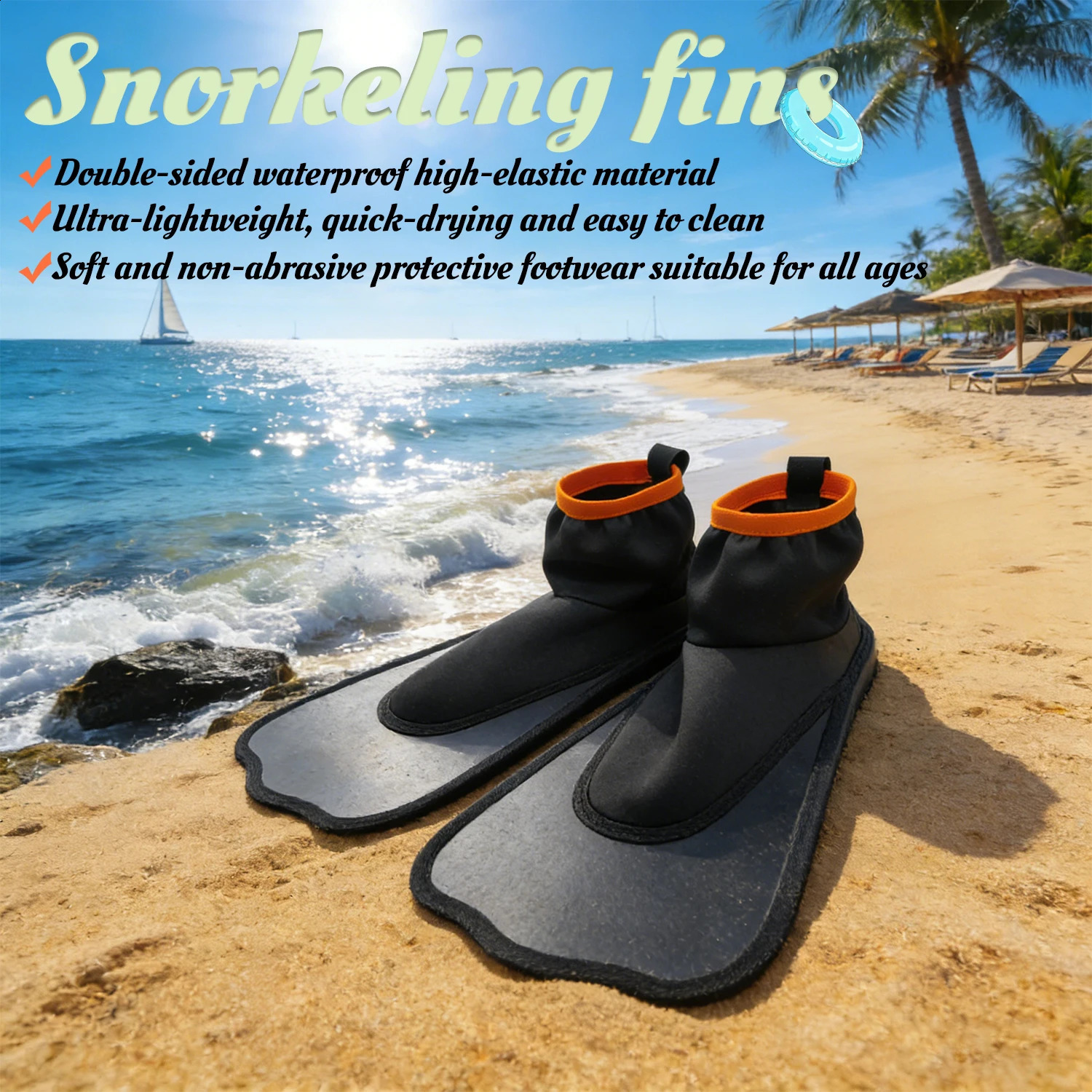 Ultra Light Foldable Swim Fins Adults Portable Travel Snorkel Quick Dry NonAbsorbent Fabric Flippers with Heel Strap 260312