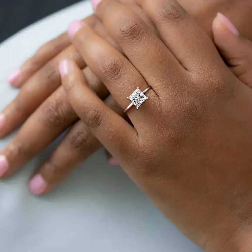 Trumium 2CT Real 925 Sterling Silver Engagement Ring Princess Cut AAAAA Zirconia Wedding Promise Rings for Women Fine Jewelry H260320 - view 5