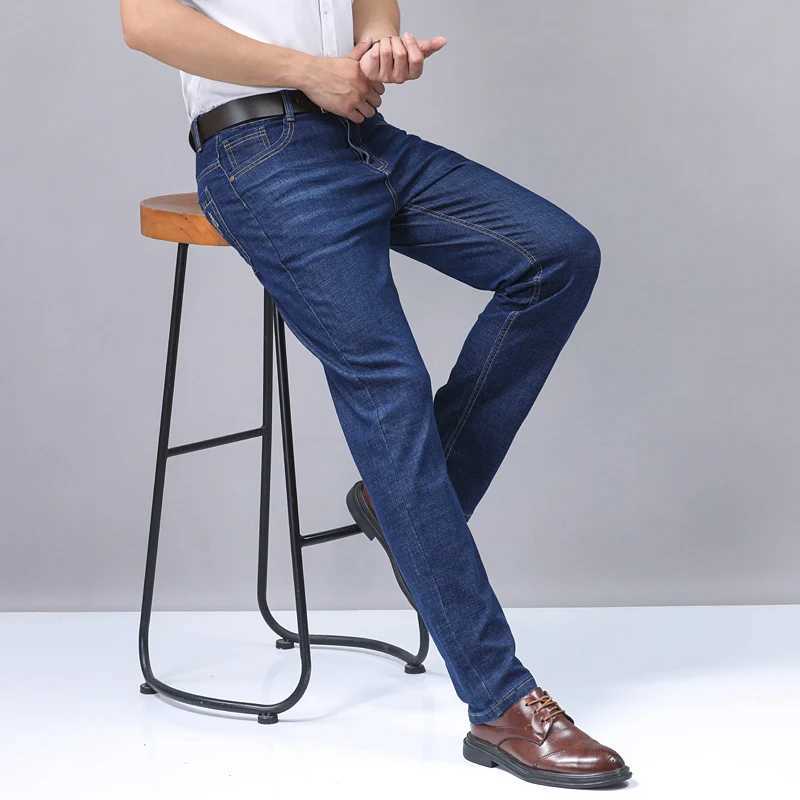 2025 New Light Blue Mens Comfort Soft Jeans Fashion Straight Business Pants Cotton Soft Casual Stretch Denim Trousers 28-40 D260320