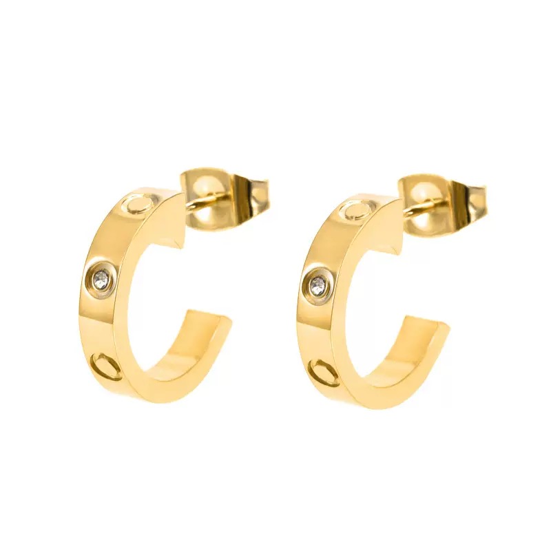 Fashion luxurious design Shipping For New Designer Accessories Fashion Simple Micro Inlaid Round Rose Gold Hot-selling Nail Shape American Style Women's Earrings