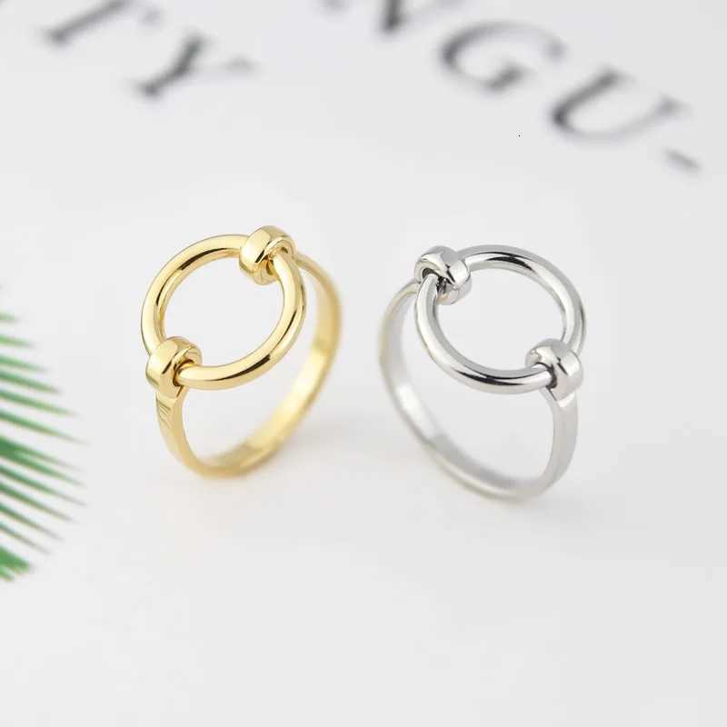 Simple Design Pure Form Circle Shape Ring Stainless Steel Gold Color Fashion Jewelry Bague Femme Homme Anillo H260320 - view 3