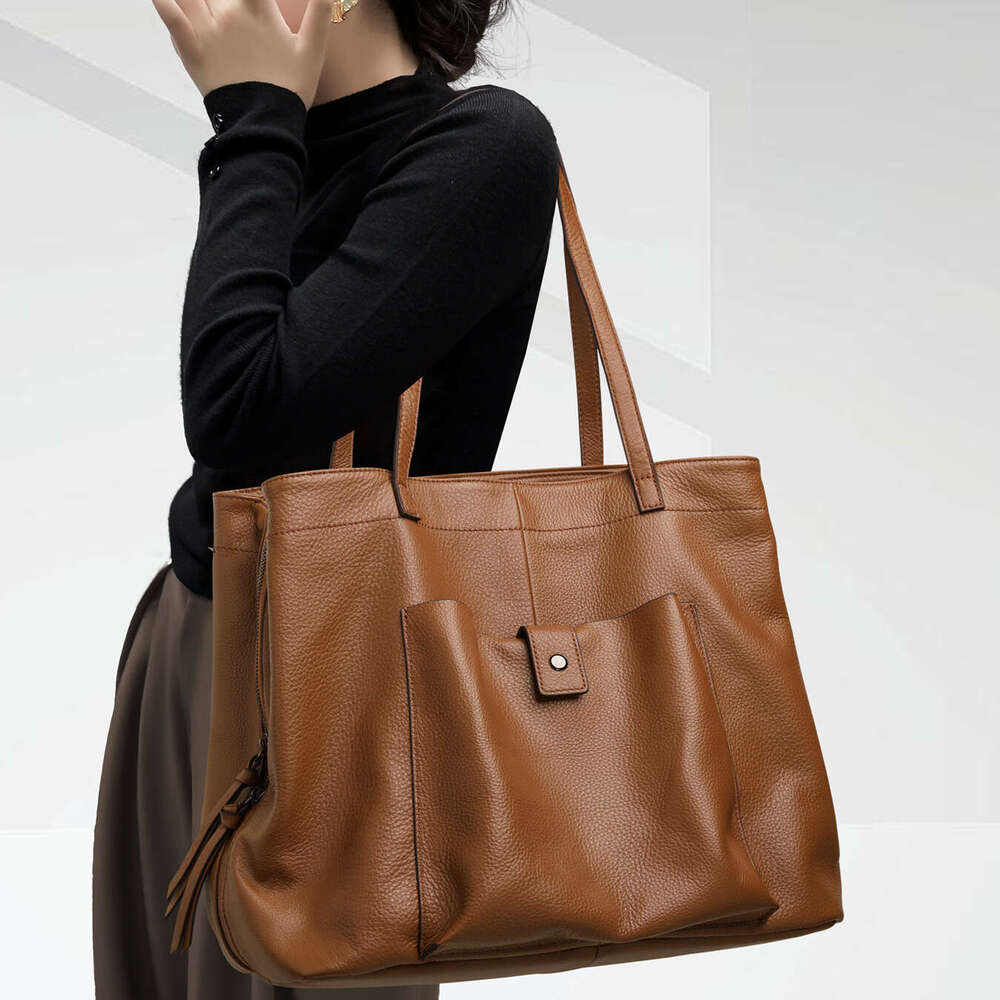 New High-End Genuine Leather Underarm Bag for Women, Large Capacity Luxury Hobo Tote Shoulder Bag, Fashion Ladies Handbag for Autumn and Winter SENYY