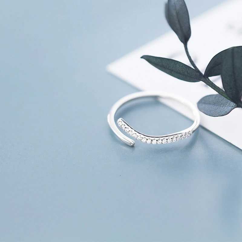 Modian 925 Sterling Silver Simple Adjustable Finger Rings Stackable Zirconia Open Size Ring For Women Party Fine Jewelry Gifts H260320 - view 6
