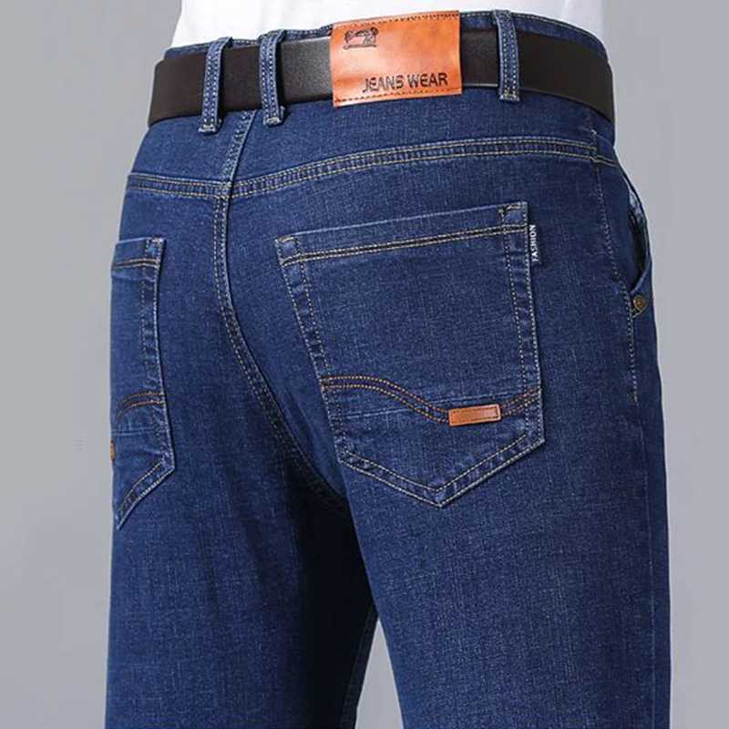 Autumn Spring Business Jeans Men Casual Comfortable Straight Denim Pant Stretch Fashion Classic Soft Premium Blue Black Trousers D260320