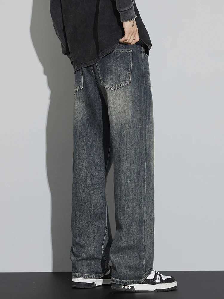 Cotton Baggy Men Wide Leg Jeans Retro Loose Streetwear Fashion Korean Straight Washed Denim Trousers High Quality Brand Clothes D260320