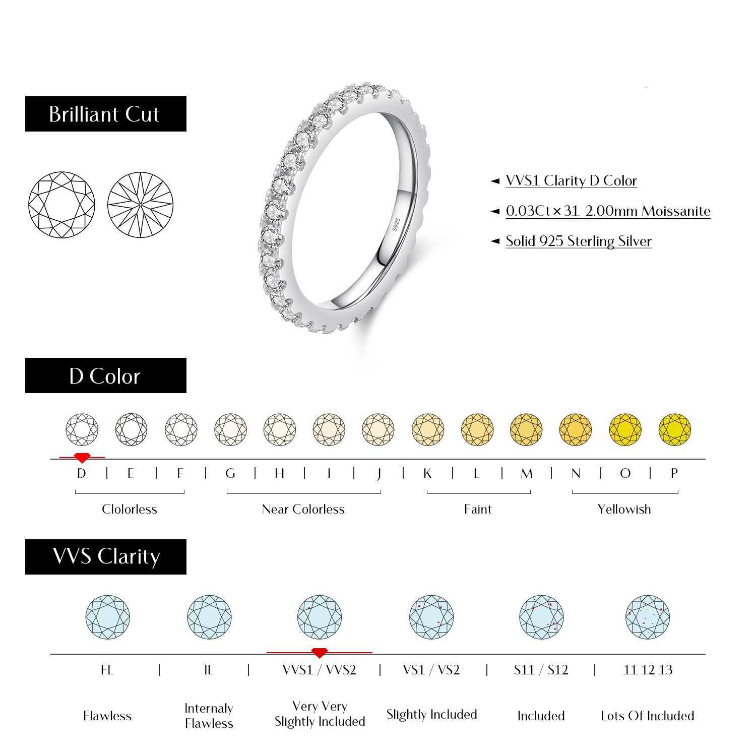 MODIAN Luxury D Color Moissanite Band Stackable Ring For Women Real 925 Sterling Silver Wedding Jewelry With Exquisite Box Gift H260320 - view 5