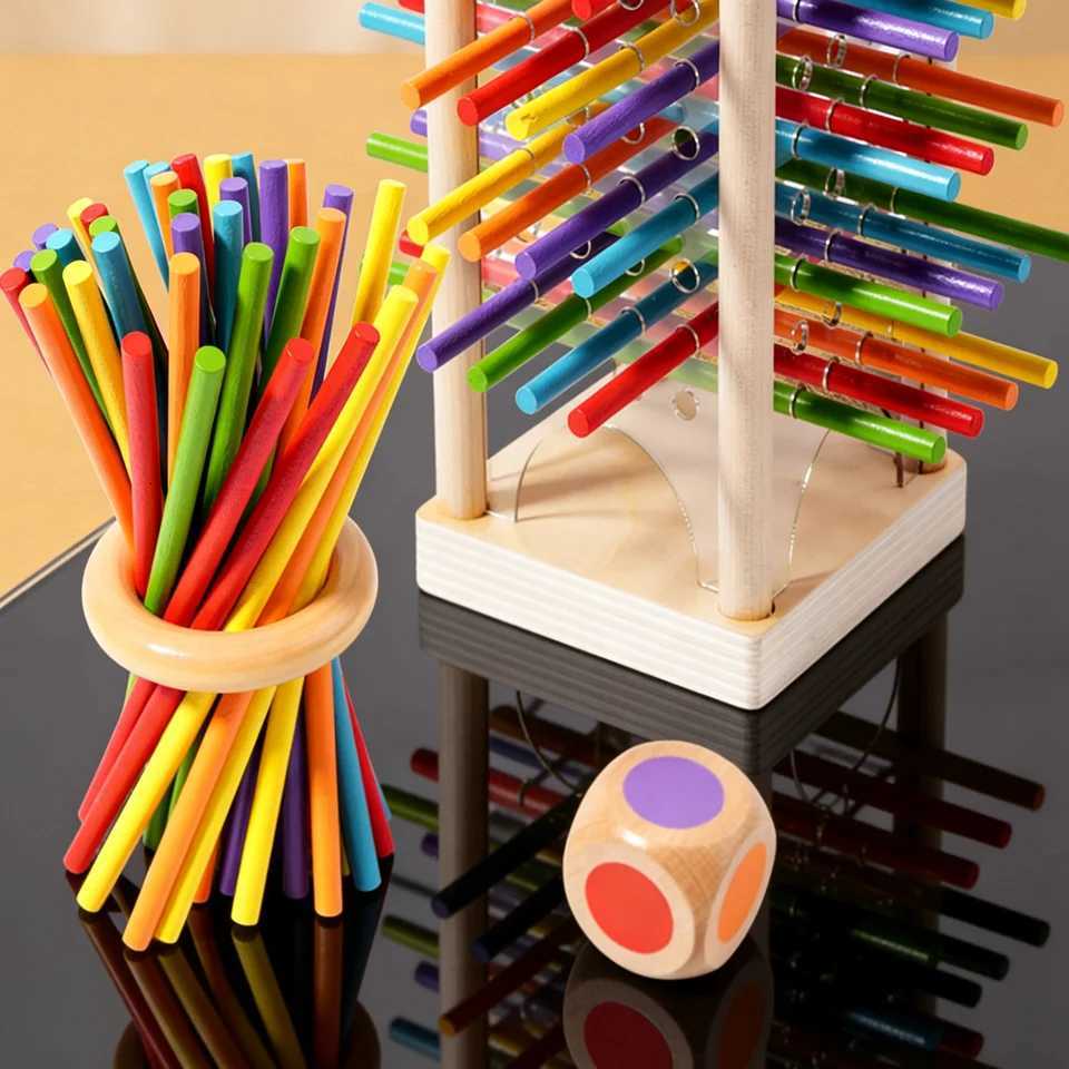 Wooden Stick Pulling Toy Colorful Stick Game with Dice Balls Toddlers Crack-Resistant Wood Smooth Polished Safe Play Skill Build Y260319
