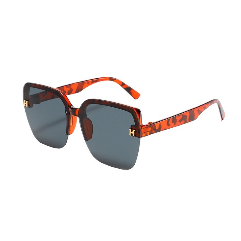 Luxury Brand Designer Jewelry New H Half Frame High-End Sunscreen Slimming HD Sunglasses Fashionable Style UV Protection Sunshade Glasses
