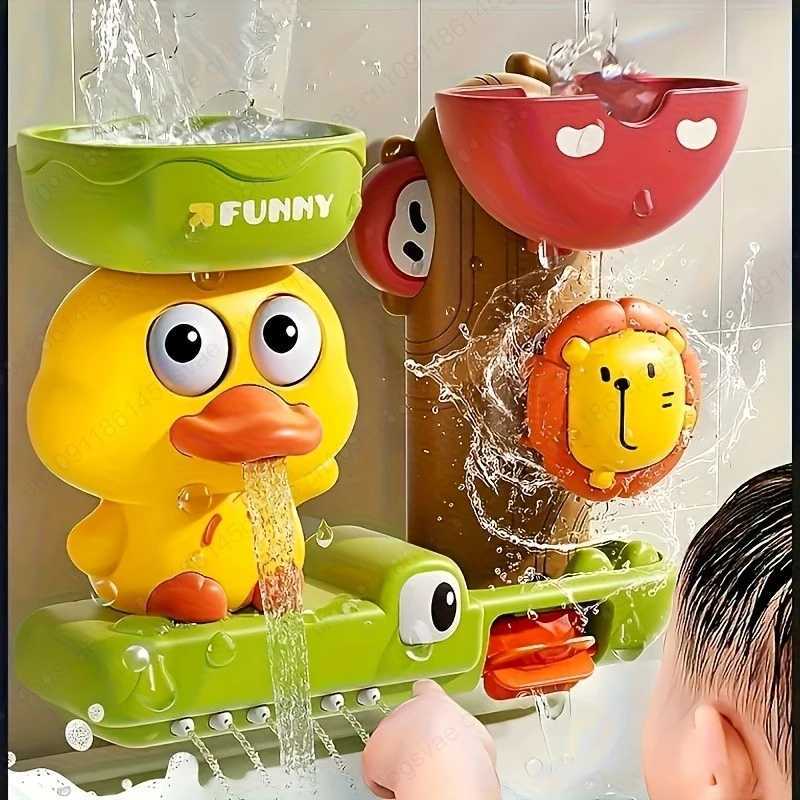 Childrens Take A Shower Paddle Toys Cartoon Animals Duck Spin Water Spray Waterwheel Bath Toy Kids Delight Shower Toy Gift Y260319