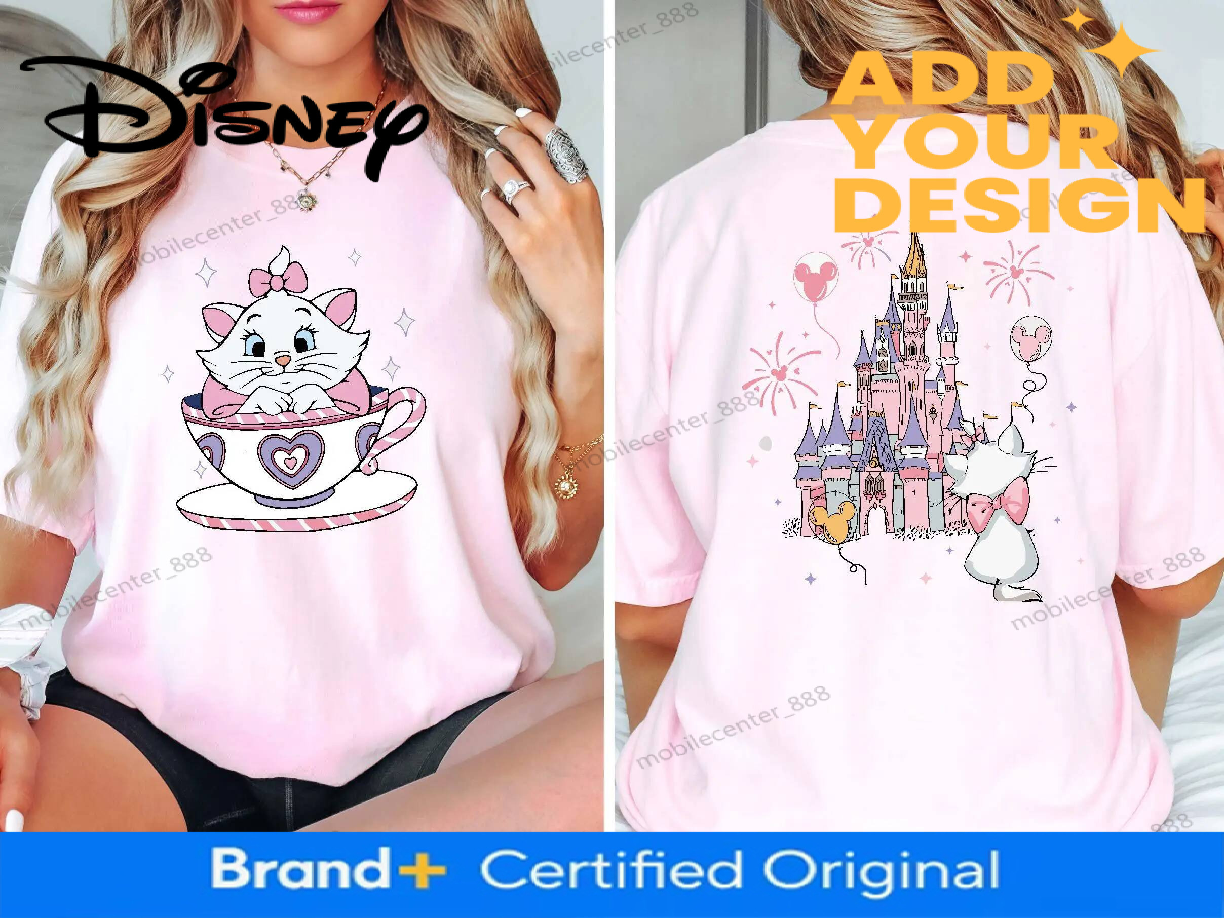 2025 Disney The Aristocats Mary Cat Crazy Teacup Party Shirt Magic Kingdom Family Sports Short Sleeve Women's Casual Fashion Top