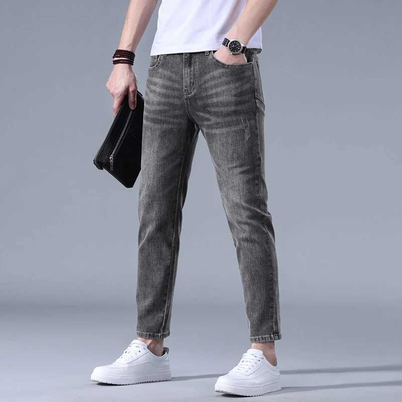 2025 New Four Seasons Jeans Small Size 27 Ankle Short Mens Tight Cowboy Pants Black Grey Mens Stretch Jeans D260320