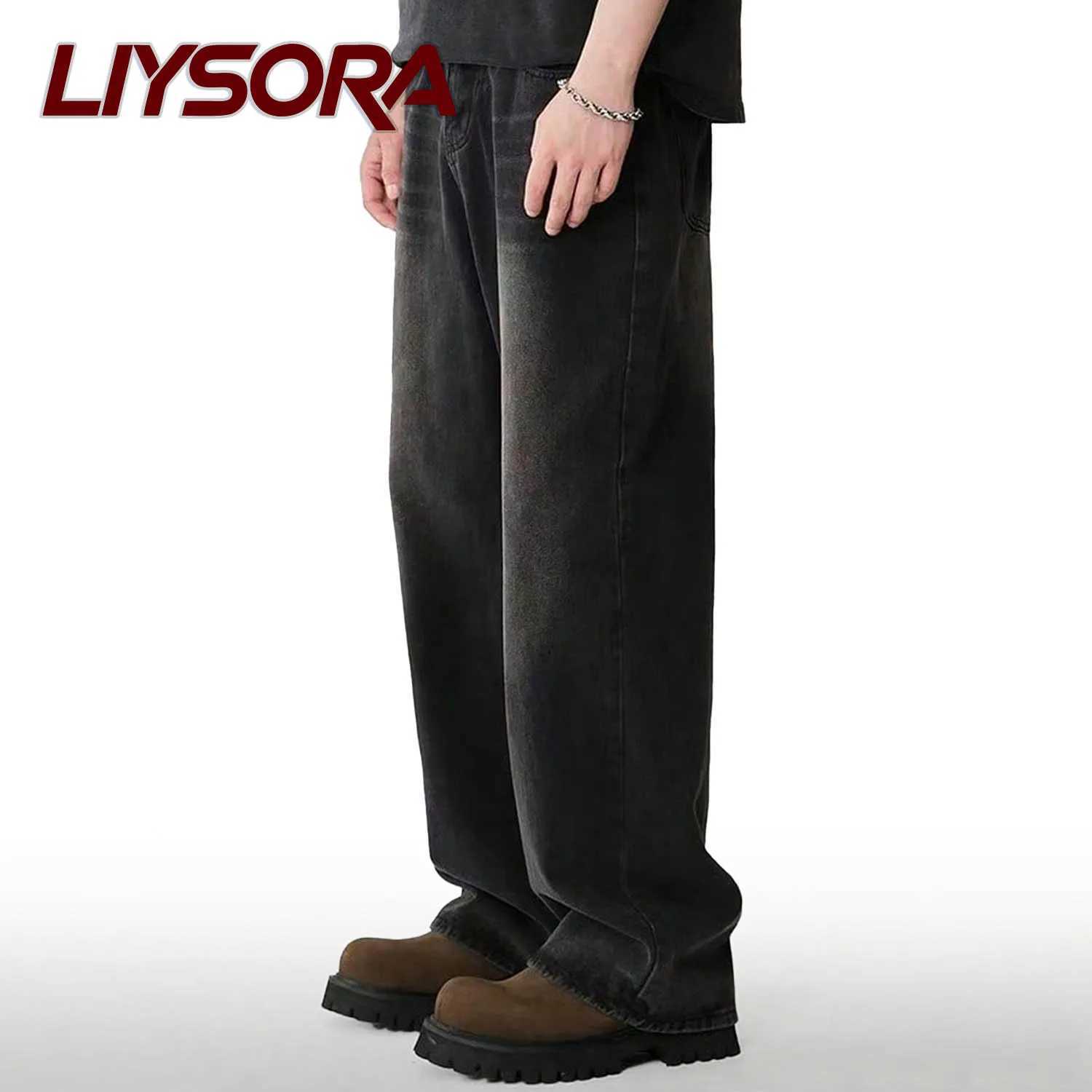 Four Seasons American Retro Black Baggy Wide Leg Jeans Korean Student Casual Straight Loose Denim Pants Gray Blue Jeans Unisex D260320